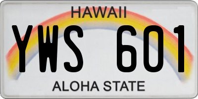 HI license plate YWS601