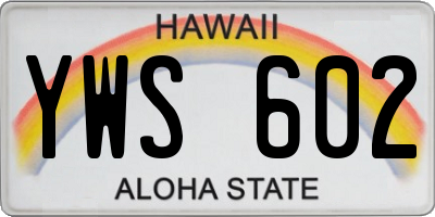HI license plate YWS602