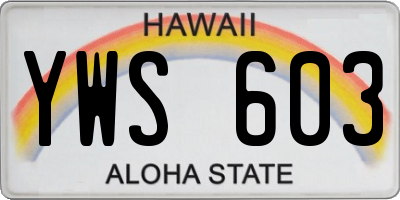 HI license plate YWS603