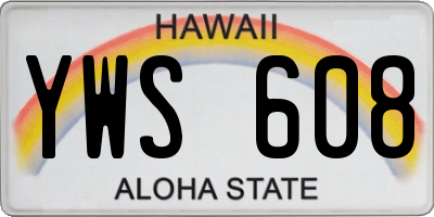HI license plate YWS608