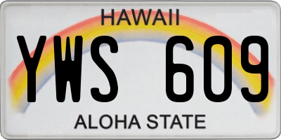 HI license plate YWS609