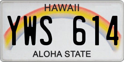 HI license plate YWS614