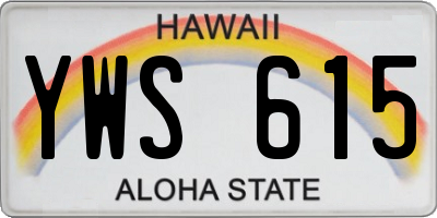 HI license plate YWS615