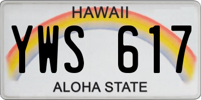 HI license plate YWS617