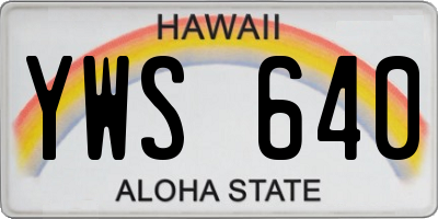 HI license plate YWS640