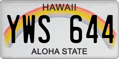 HI license plate YWS644