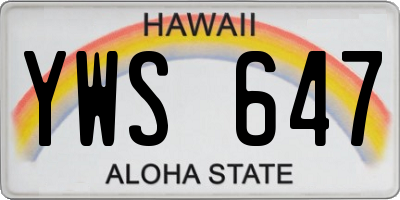 HI license plate YWS647
