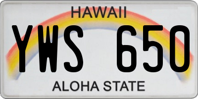 HI license plate YWS650