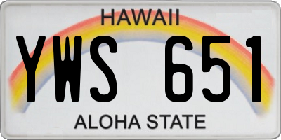HI license plate YWS651