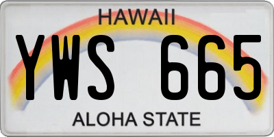 HI license plate YWS665