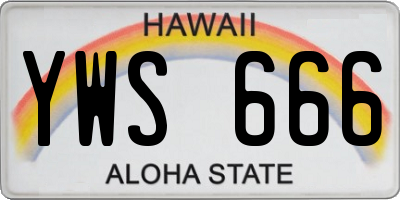 HI license plate YWS666