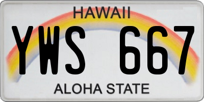 HI license plate YWS667