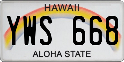 HI license plate YWS668