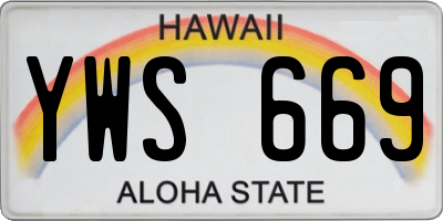 HI license plate YWS669