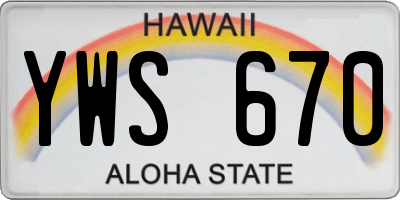 HI license plate YWS670