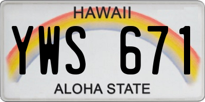 HI license plate YWS671