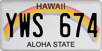 HI license plate YWS674