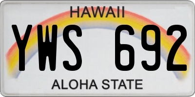 HI license plate YWS692