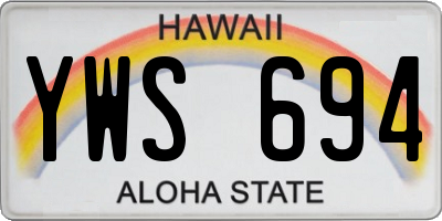 HI license plate YWS694