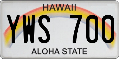HI license plate YWS700