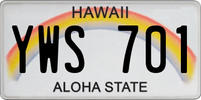 HI license plate YWS701
