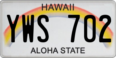 HI license plate YWS702