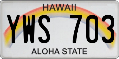 HI license plate YWS703