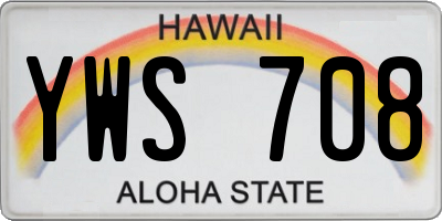 HI license plate YWS708