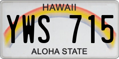 HI license plate YWS715