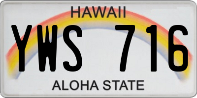 HI license plate YWS716
