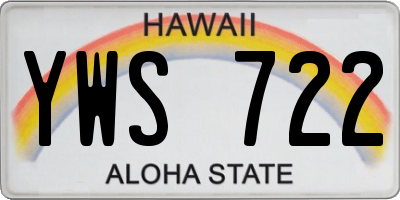 HI license plate YWS722
