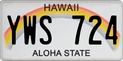 HI license plate YWS724