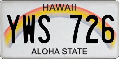 HI license plate YWS726