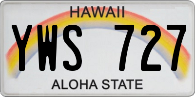 HI license plate YWS727