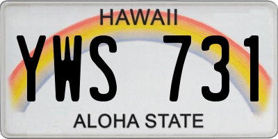 HI license plate YWS731