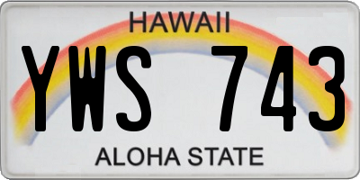 HI license plate YWS743
