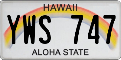 HI license plate YWS747