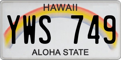 HI license plate YWS749