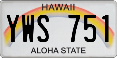 HI license plate YWS751