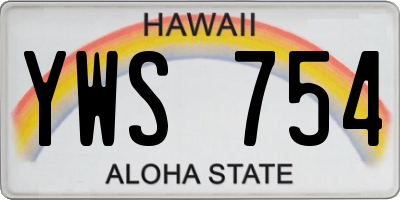 HI license plate YWS754