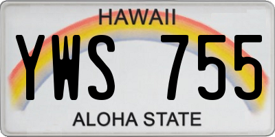 HI license plate YWS755