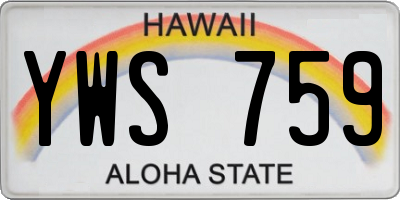 HI license plate YWS759