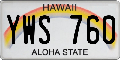HI license plate YWS760