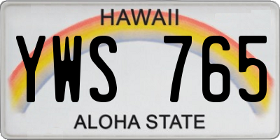HI license plate YWS765