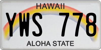 HI license plate YWS778