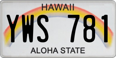 HI license plate YWS781