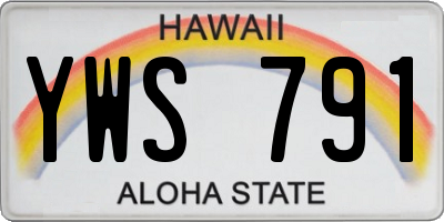 HI license plate YWS791