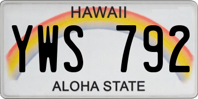 HI license plate YWS792