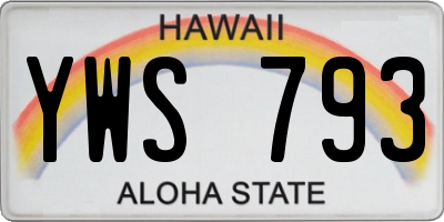 HI license plate YWS793
