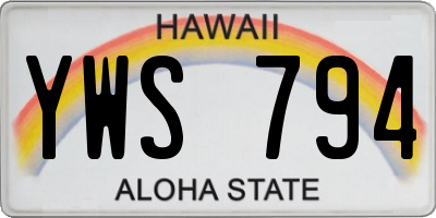 HI license plate YWS794